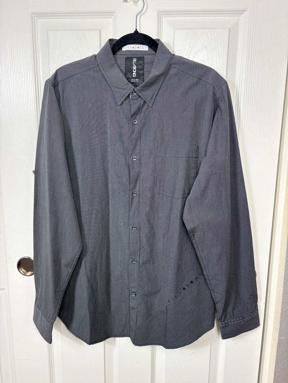Billabong Dark Gray Long Sleeve Button-Up Shirt Men's Size L